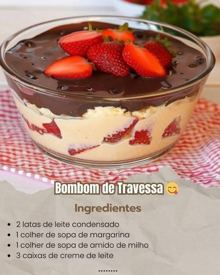 🍓 Bombom de Travessa Cremoso com Morangos e Chocolate 🍫