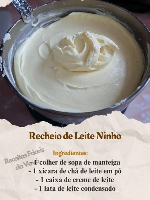 🥛🍰 Recheio de Leite Ninho Cremoso.
