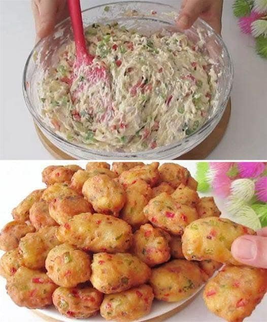 🧀🥔 Bolinho Frito de Massa Fermentada com Legumes e Queijo.