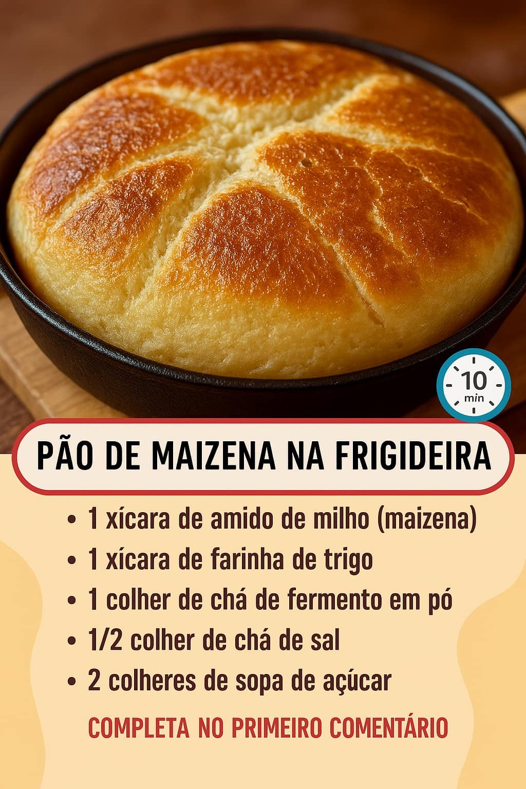 🫓 Pão de Maisena na Frigideira – Pronto em 10 minutos!