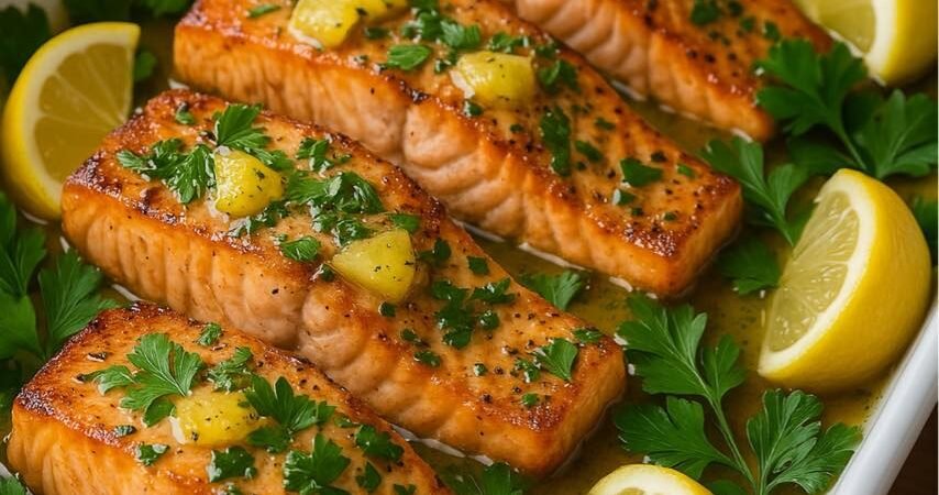 🐟 Filé de Salmão Assado no Forno com Alho, Limão, Mel e Mostarda Dijon 🍋✨