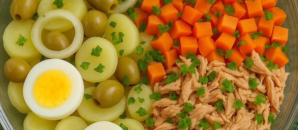 Salada de Batata com Ovo, Chuchu e Cenoura😋