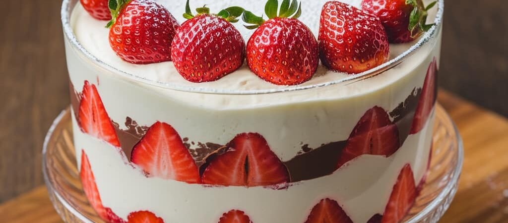 🍓 Creme com Gelatina de Morango e Frutas – Sobremesa Gelada Irresistível